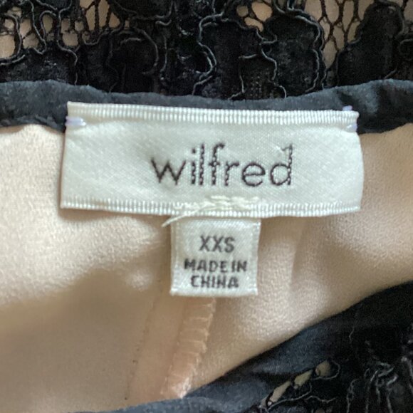 Wilfred Women's Black Lace Sleeveless Mini Sheath Dress Size XXS Silk Trim - Picture 6 of 8